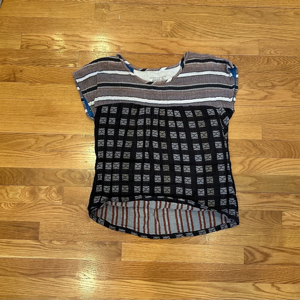 Ace & Jig for Barneys Black and Gray Double Gauze Top Size Small
